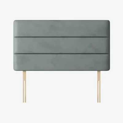 Happy Beds Cornell - Double - Lined Headboard - Light Grey - Velvet - 4ft6 - Happy Beds