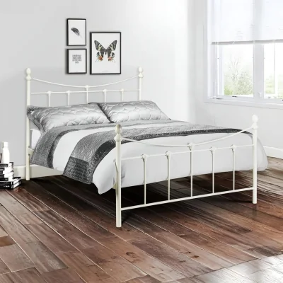 Happy Beds Rebecca - King Size - Metal Bed - White - Metal - 5ft - Happy Beds