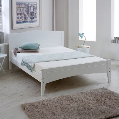 Happy Beds Lauren - Single - White - Wooden - Low Foot-End Bed - 3ft - Happy Beds