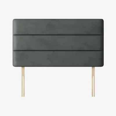 Happy Beds Cornell - Small Single - Lined Headboard - Dark Grey - Velvet - 2ft6 - Happy Beds