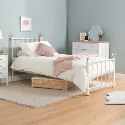 Happy Beds Jessica - Single - Metal Bed - Cream White - Metal - 3ft - Happy Beds