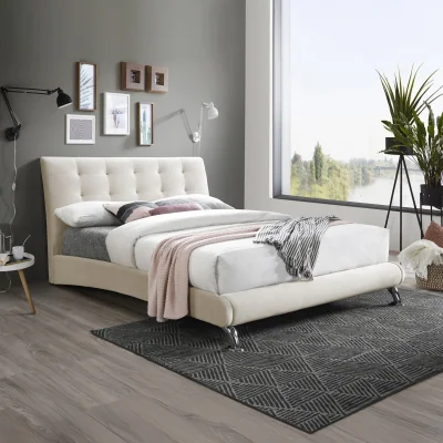 Happy Beds Hemlock - King Size - Warm Stone - Velvet - 5ft - Happy Beds