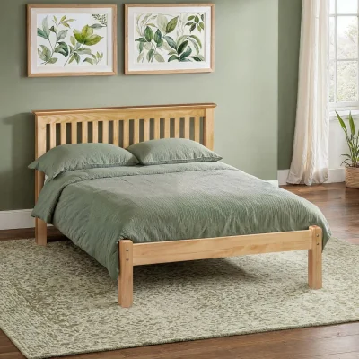 Happy Beds Barcelona - Single - Antique Solid Pine Wooden Bed Frame - Low Foot End - Single - Happy Beds