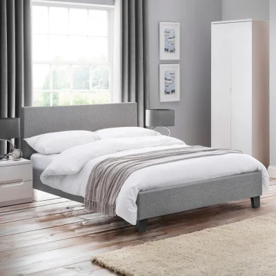 Happy Beds Rialto - Double -Light Grey - Low Foot-End - Fabric - 4ft6 - Happy Beds