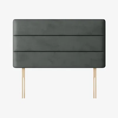 Happy Beds Cornell - Single - Lined Headboard - Dark Grey - Velvet - 3ft - Happy Beds