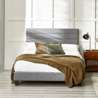 Happy Beds Merida - King Size - Low Foot-End Bed - Grey - Fabric - 5ft