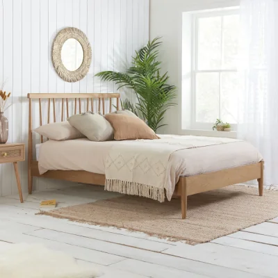 Happy Beds Rome - King Size - Low Foot-End Bed - Oak - Wooden - 5ft - Happy Beds
