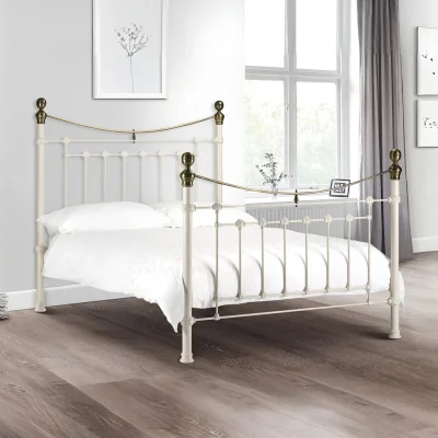Happy Beds Victoria - King Size - White - Metal - High Foot-End Bed - 5ft - Happy Beds