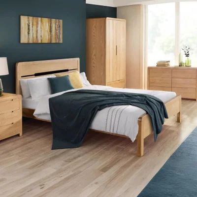 Happy Beds Curve - Double -Oak - Wood - 4ft6 - Happy Beds