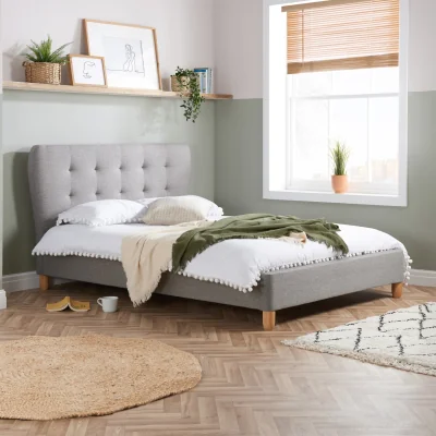 Happy Beds Stockholm - King Size - Grey - Fabric - Low Foot-End -5ft - Happy Beds