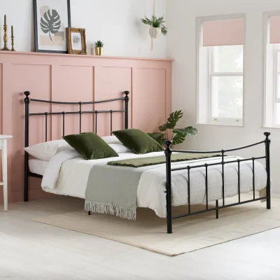 Happy Beds Emily - Double Black Metal Bed Frame - 4ft6 - Happy Beds