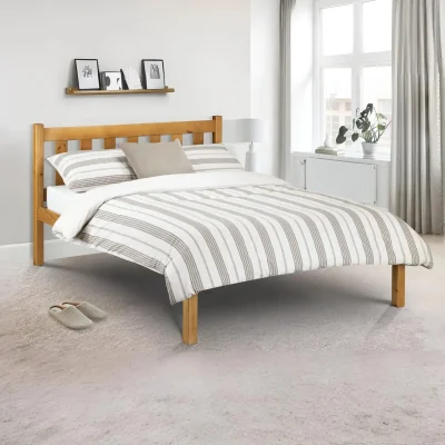 Happy Beds Poppy - Double - Solid Pine Bed - Pine - Wooden - Low Foot-End - 4ft6 - Happy Beds
