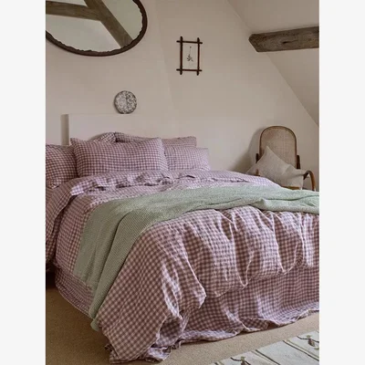 John Lewis Piglet in Bed Gingham Linen Blend Bedding