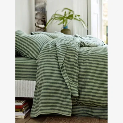 John Lewis Piglet in Bed Pembroke Stripe Linen Flat Sheet