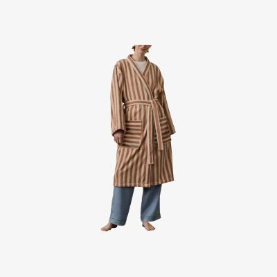John Lewis Piglet in Bed Pembroke Stripe Cotton Robe, Sandshell