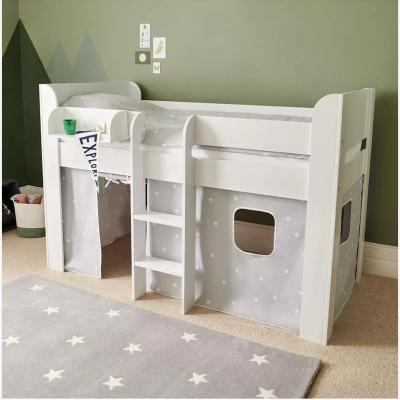 John Lewis Great Little Trading Co Paddington Mid Sleeper Bed Frame with Stardust Bed Curtain, White/Grey