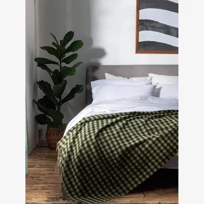 John Lewis Piglet in Bed Gingham Wool Blanket