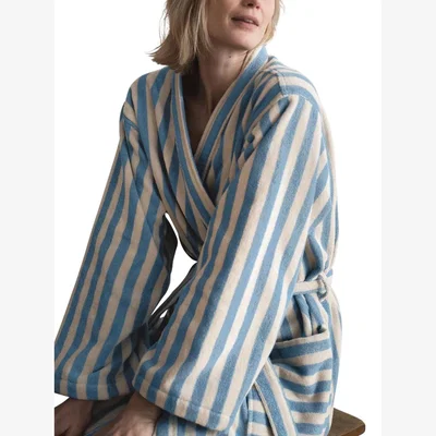 John Lewis Piglet in Bed Pembroke Stripe Dressing Gown, Coastal Blue