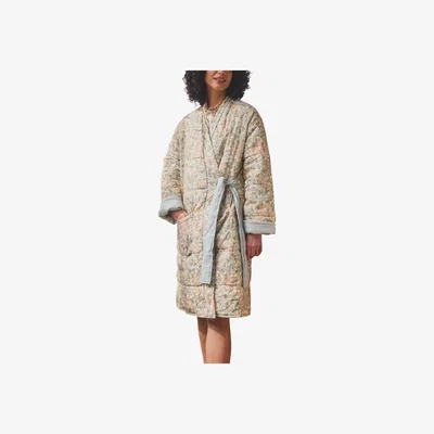 John Lewis Piglet in Bed Morris & Co. Honeysuckle Linen Robe, Soft Sage