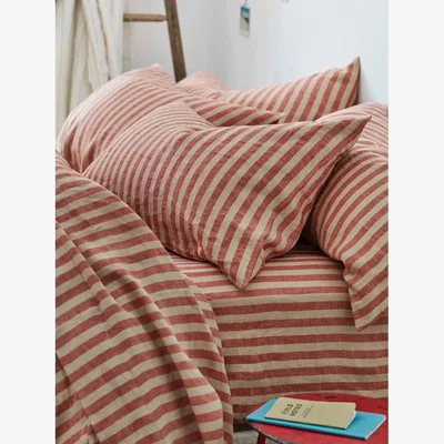 John Lewis Piglet in Bed Pembroke Stripe Linen Flat Sheet