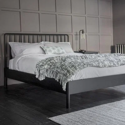 Knees Wycombe Oak Double Bed - Black