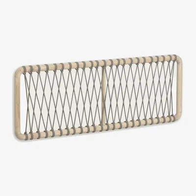 Kave Home Aberash solid white cedarwood and grey cord headboard, for 160 cm beds