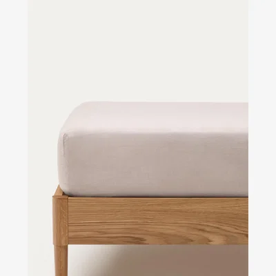 Kave Home Simmel grey, cotton and linen, adjustable bottom sheet for a 90 cm bed
