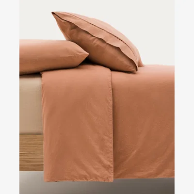 Kave Home Caline Set of Duvet Cover and Pillowcases in 100% Cotton Terracotta for 180 cm Bed