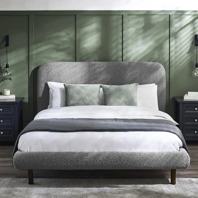 La Redoute Aalya Textured Boucle Bed with Curved Headboard