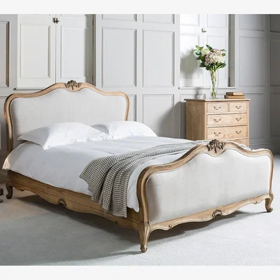 La Redoute Cleo French Vintage Mahogany and Linen Bed