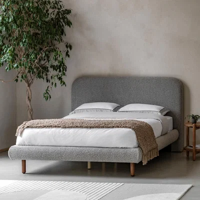 La Redoute Wittman Textured Boucle Bed with Curved Headboard