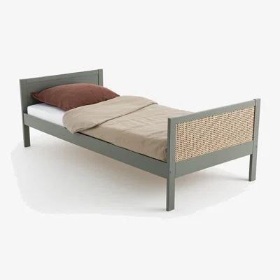 La Redoute Single Bed in Pine and Cane with Base, Caneo