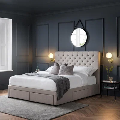 La Redoute Bradford Buttoned Linen Bed with Storage Drawers