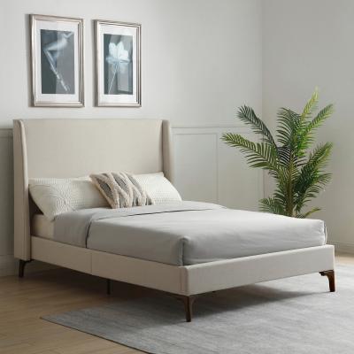 La Redoute Austin Winged Herringbone Bed with Walnut Legs