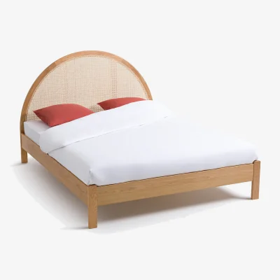 La Redoute Homi Bed with Bed Base and Canework Headboard