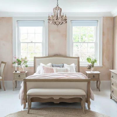 La Redoute Camille Limed Oak & Linen Upholstered Bed with Footboard