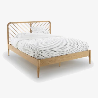 La Redoute Anda Bed with Bed Base in Solid Oak and Oak Veneer