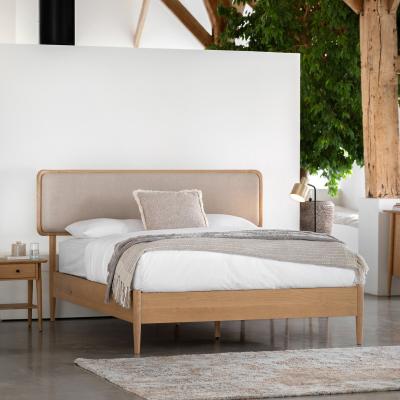 La Redoute Hale Mid-Century Linen & Oak Bed