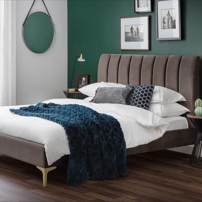La Redoute Ottilie Velvet Scalloped Bed with Brushed Gold Legs