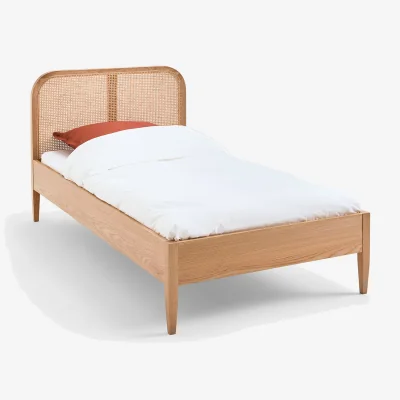 La Redoute Madara Single Bed in Rattan Cane, Oak and Veneer with Bed Base