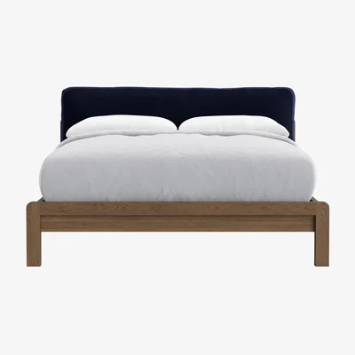 Loaf Slumberbatch Bed, King (Pen Nib Blue Clever Velvet, Dark Oak)