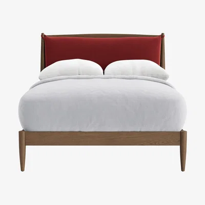 Loaf Bagel Bed in Dark Oak Double in Rocking Horse Clever Velvet