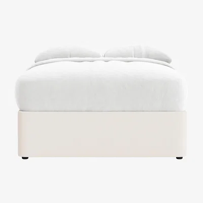 Loaf Side Stash 1.5 Drawer Bed Double in Frothy Milk Clever Slubby Cotton