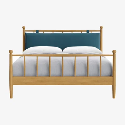 Loaf Poppins Bed, King (Teacup Teal Clever Velvet, Light Oak)