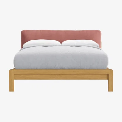 Loaf Slumberbatch Bed, King (Pudding Pink Clever Linen, Light Oak)