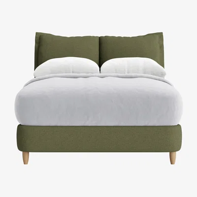 Loaf Beddy-Byes Bed, Double (Green Plumage Clever Slubby Linen)