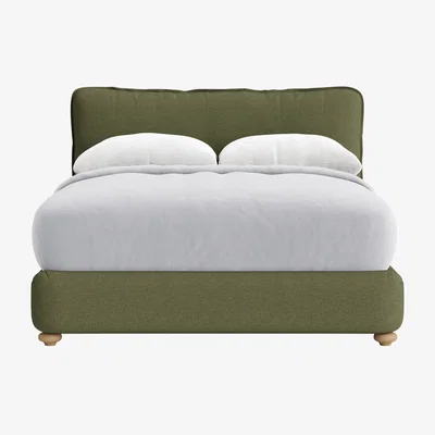 Loaf Pillow Talker Bed, King (Green Plumage Clever Slubby Linen)