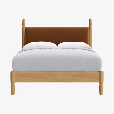 Loaf Double Pippi Bed in Light Oak in Found Chestnut Clever Velvet