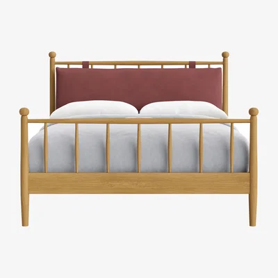 Loaf Poppins Bed, Double (Berry Jelly Clever Cotton, Light Oak)