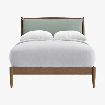 Loaf Bagel Bed in Dark Oak Double in Mint Choc Chip Clever Twill